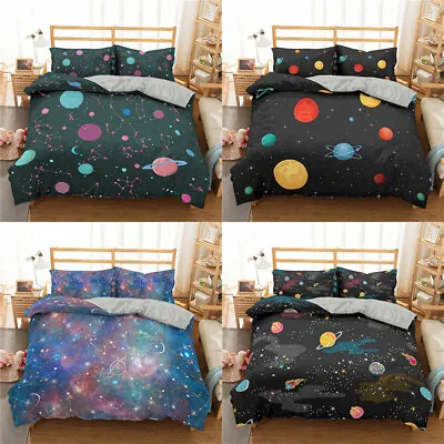 $45.99 • Buy Cartoon Space Planet 3D Printed Bedding Set 2/3PCS Duvet Cover & Pillowcase Gift
