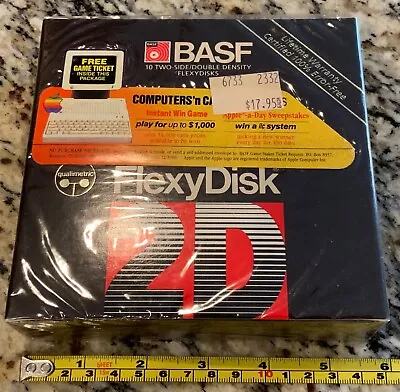 Vtg BASF 2D 5 1/4” Double Density 5.25” Floppy Disk New Sealed 2-Sided 10 Pack • $39.95