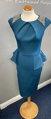 £18 • Buy Dorothy Perkins Teal Peplum Skirt Dress With Beaded Detail