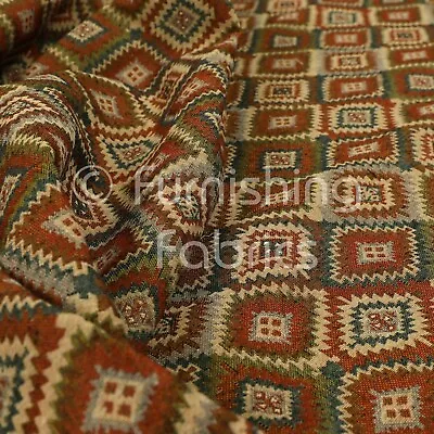 New Mexican Tetris Aztec Geometric Pattern Colourful Jacquard Upholstery Fabrics • £1.99