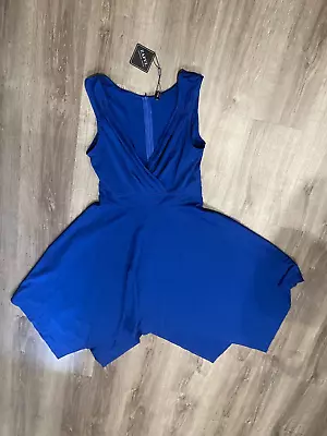 Zaful Forever Young Womens Sleeveless Wrap V-Neck Swing Dress Blue Size L • $29.95