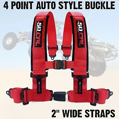 Red 4 Point Off Road Harness 2  Belt Auto Style Buckle With Push Button Release • $102.99