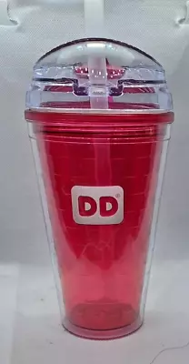 $15.95 • Buy Dunkin Donuts DD 2018 Clear Pink Acrylic Tumbler Mug Reusable 16 Oz Straw Lid