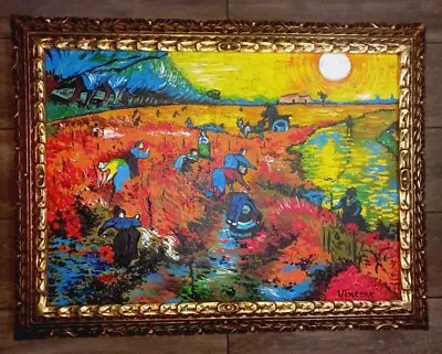 Vincent Van Gogh  (Handmade)  Oil Painting On Canvas Signed & Stamped 64x84 Cm • $890