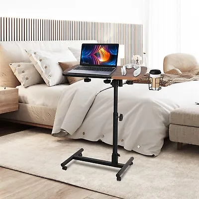 LONABR Rolling Laptop Cart Mobile Desk Table Adjustable Height W/ Cup Holder • $59.99
