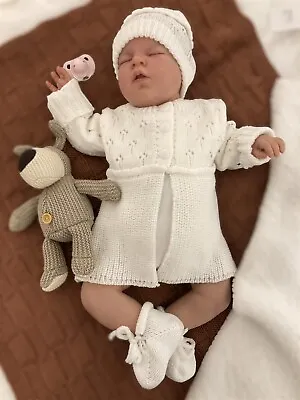£25 • Buy Handmade Baby Newborn Set Hand Knitted Baby Dress Set White 0-3 Months 