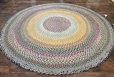 Large American Braided Rug 9x9 Multicolor Vintage Braided Carpet • $1680