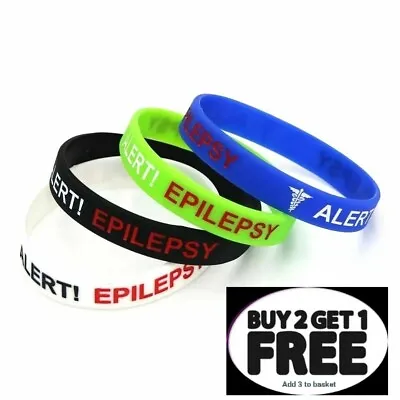 Epilepsy Epileptic Medical Alert Bracelet Badge Health Survival Silicone Aware • £2.89