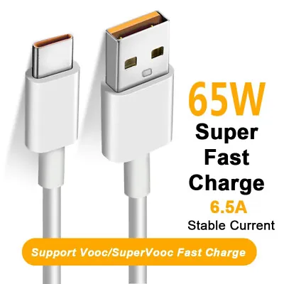 $10.95 • Buy Super VOOC/VOOC/Fast Charge Data Type-C USB 6.5A Cables 1m 1.5m 2m