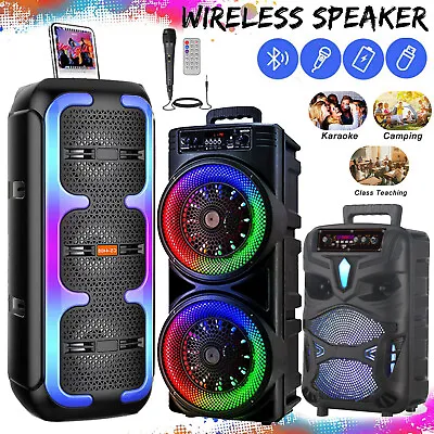 Dual 8  Subwoofer Wireless Bluetooth Speaker Heavy Bass Portable Party Karaoke • $76.99