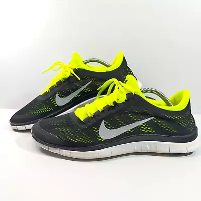 Nike Free 3.0 Black Yellow Flyknit Running Shoes Pre-Owned Men's US Size 11 • $39.95