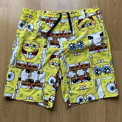 Nickelodeon Spongebob SquarePants Swim Shorts Size Large Yellow Bermuda 2012 VGC • £19.99