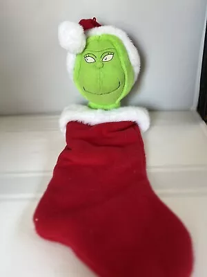 Dr. Seuss Grinch Head Christmas Stocking Hallmark 1998 Vintage • $12