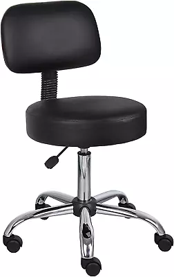 Be Well Medical Spa Stool With Back In Vinyl Black • $105.84