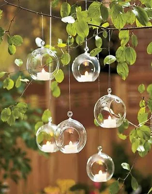 £15.95 • Buy Clear Hanging Glass Bauble Ball Tealight Candle Baubles Wedding Garden Xmas UK