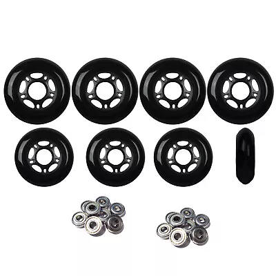 Inline Skate Wheels HILO SET 76mm 80mm 82A Black Outdoor Hockey -Abec 9 Bearings • $29.95