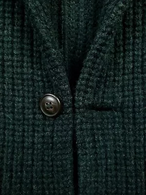 Bloomingdale's XL Forest Green Fisherman Sweater Blazer W/ Leather Trim • $50