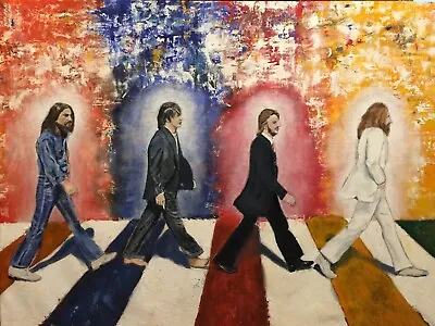 NEW The Beatles Abbey Road Painting Poster Print Art Canvas Free Shipping • £11.26