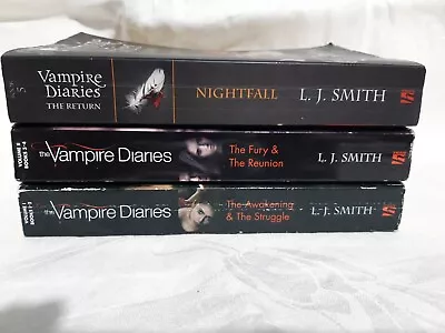 3 BOOKS  12345 Stories : VAMPIRE DIARIES By  L.J. SMITH (fic Horror Fantasy) • £6