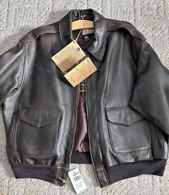 NEW Cockpit USA  100 MISSION  A-2 Pilot's Flight Jacket Brown Made In USA Z2011A • $499.95