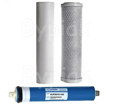 3 Stage Reverse Osmosis RO Unit Complete Filters Replacement With 50GPD Membrane • £23.90