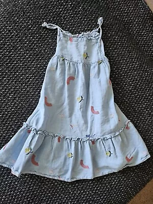 ZARA Dress Girl Denim Embroidered  Size 4-5 • $19