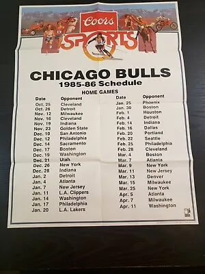 Chicago Bulls 1985-86 Team Schedule Poster Michael Jordan ~ Coors  • $12