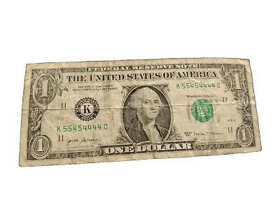 Binary Dollar Bill With Solid 4's Rare Fancy Note • $16