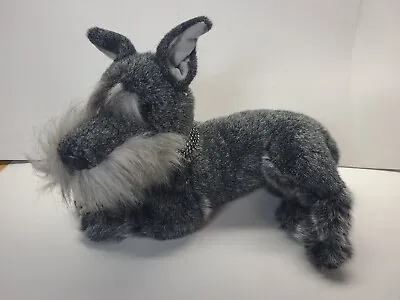 Miniature Schnauzer 10  Dog Plush Realistic Stuffed Animals E & J Classic Laying • $25