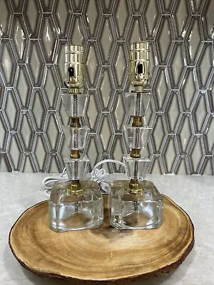 2 Vintage MCM Lucite Block Stacked Table Lamps • $59.99