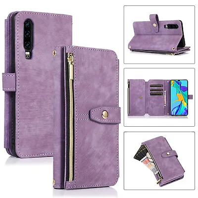 £8.39 • Buy For Huawei P30 P20 Lite P20 Pro Luxury Zipper PU Leather Wallet Case Phone Cover