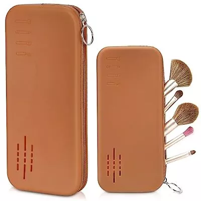 Travel Makeup Brush Holder Zippered Pouch Washable Silicone Make Up Bag Brown • $9.09