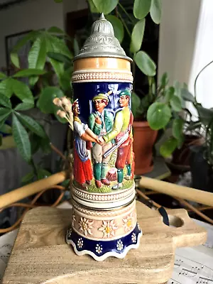 Vintage Beer Gerz Stein Swiss Tankard Musical Beer Stein Hunting Celebration • £24