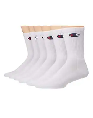 Champion Men's 6 Pack Crew Socks Arch Support Cushioned Extended Sizes 12-14 • $15