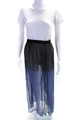 Chan Luu Womens Sheer Ombre Chiffon Elastic Waist Maxi Skirt Black Blue Size XS • $34.81