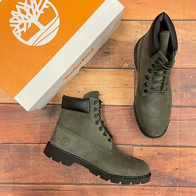 Timberland Men's Classic 6 Inch Dark Green Nubuck Waterproof Boots A2GQ5 • $118.99