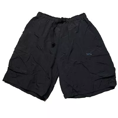 Vintage 90s Swim Trunks Men’s Size 26 Black Swimwear Cargo Zip Pockets Hipster • $18.99