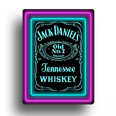 Jack Daniels Bar Signs Neon Effect Whisky Pub Walls Art Home Decor House Bedroom • £5.99