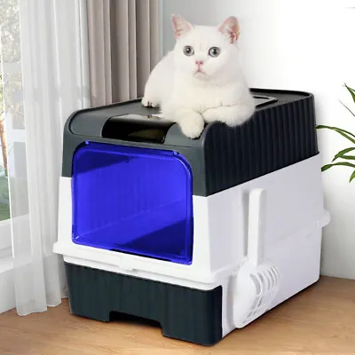 Large Cat Litter Box Tray Drawer Enclosed UV Sterilize Deodorize Self Cleaning • £8.95