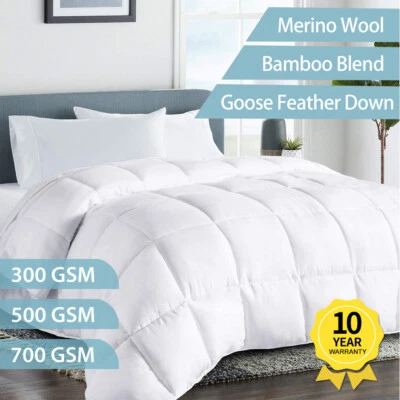 $57.99 • Buy Wool/Goose Down/Bamboo Quilt Doona Duvet Single Queen King Double 350/500/700GSM