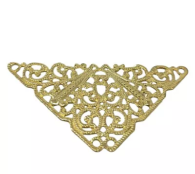 10 Pcs Filigree Triangle Charms Gold Tone Metal Craft Accents Jewelry Findings • $11.99