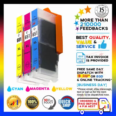 9x NON-OEM Ink Cartridges CLI 651 XL Color ONLY For Canon Pixma MG5660 MG6660 • $14.50