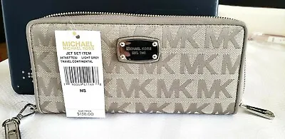 New Michael Kors Jet Set Item (35t6stte3j) Travel Continental Leather Light Grey • $125