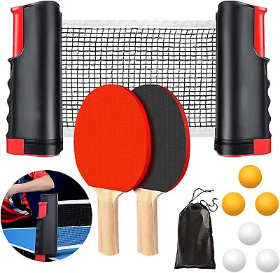 $18.89 • Buy Table Tennis Kit Ping Pong Set Retractable Net Rack & 2 Bats & 6 Balls Kid Adult