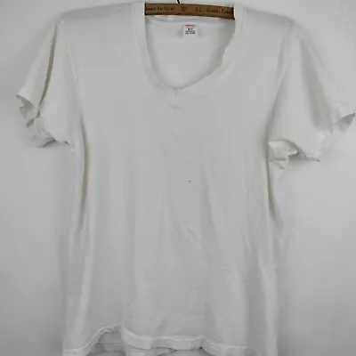 $20 • Buy Vintage Hanes Shirt Medium White V Neck Blank Single Stitch USA Jamaica 80s
