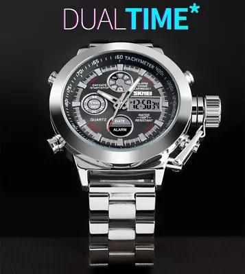 £19.99 • Buy Luxury Mens Watch Expensive Look Chronograph Military Army Sport Stainless Steel