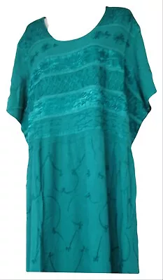 Vermont Country Store  Womens Green Embroidered Short Sleeve Dress  • $11.99