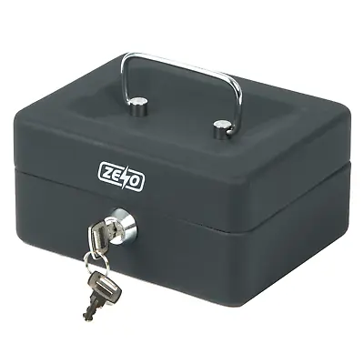£8.95 • Buy Money Box Tin 6  Steel Metal Cash Safe Security Petty Tin With Lock 2 Keys Black