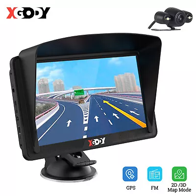 XGODY 7'' GPS Navigator Sat Nav With Sunshade Bluetooth+ 6M Wire Reverse Camera • $105.99