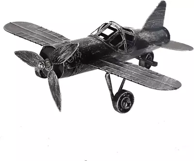 Vintage Airplane Model Wrought Iron Aircraft Biplane Iron Aircraft Handicraft Fo • $46.39